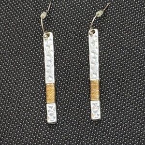 Elegant Sterling Silver and  Brass Wrapped Dangle Earrings
